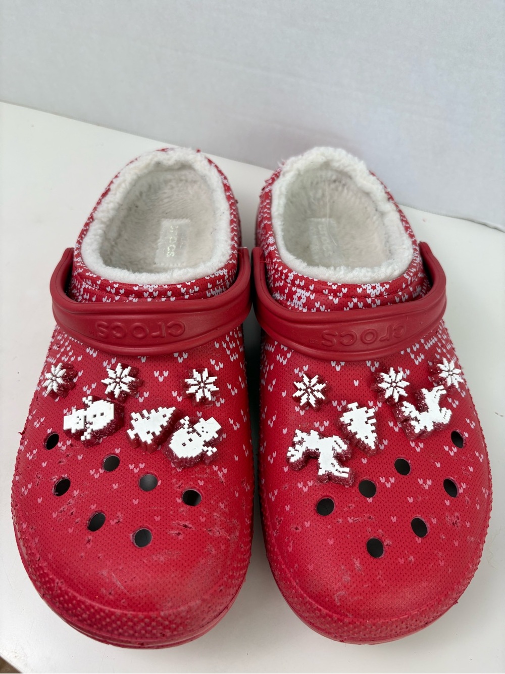 Crocs fur-lined winter slip-on slippers fur Christmas fun shoes